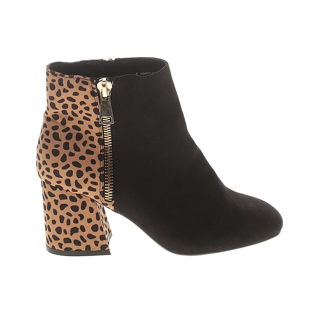 Leopard Print Block Heel Ankle Boots